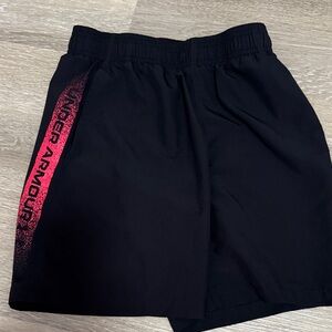 GUC Under Armour Boys Athletic Shorts in Black with Red Detail